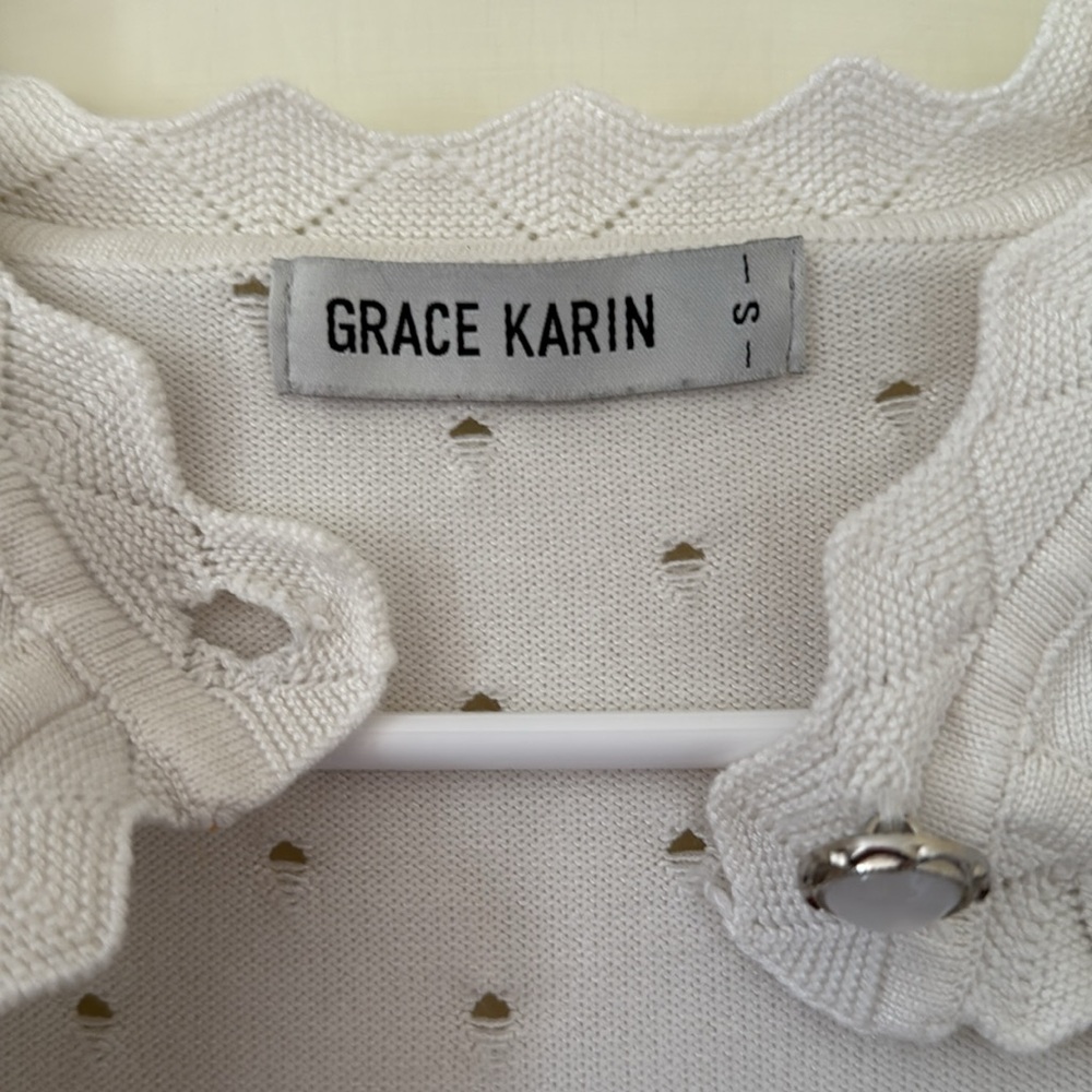 White Scalloped Cardigan Girls - Picture 3 of 9